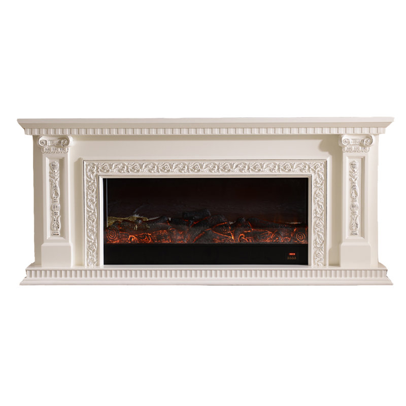 Retro American-style electric fireplace core with simulated fire fireplace, White