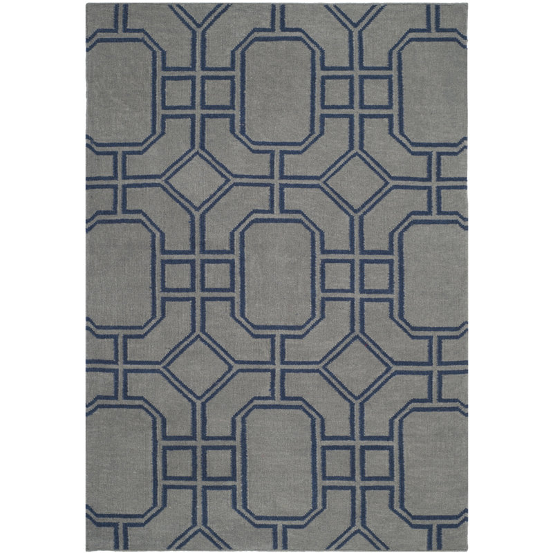 Rodgers Hand Woven Flat Weave Wool Geometric Rug, Rectangle 3' x 5'