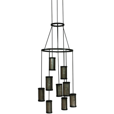 Luminaire suspendu 9 lumières en bronze acajou