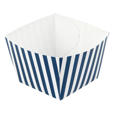 Restaurantware-Bio Tek 5.3 x 5.3 x 3.3 Inch Popcorn Boxes, 200 Square Mini Treat Boxes - Open-Top Design, Grease Impermeable, Blue And White Paper Party Favor Containers, Disposable, Versatile