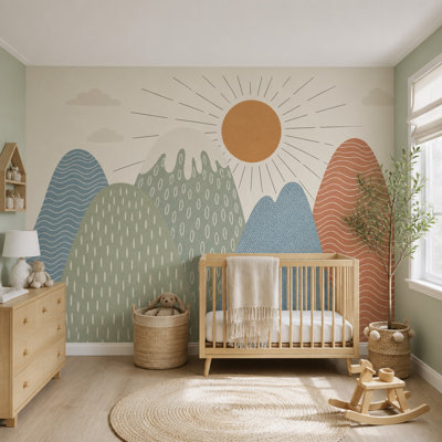 Beige Clouds Wallpaper Soft Sky Pastel Landscape Wall Mural