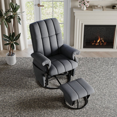 360°Swivel Glider Rocking Recliner Chair With Ottoman