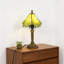 Lampe de table style Tiffany en pétales de verre vert, base en résine bronze antique, ampoule E26 chaude incluse, lampe d'appoint rétro-1644197065