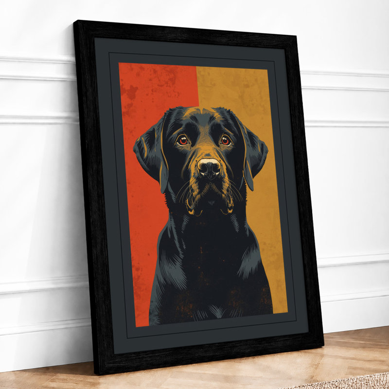 Labrador Portrait Modern - Print, A1 - 84.1 x 59.4 cm, Black