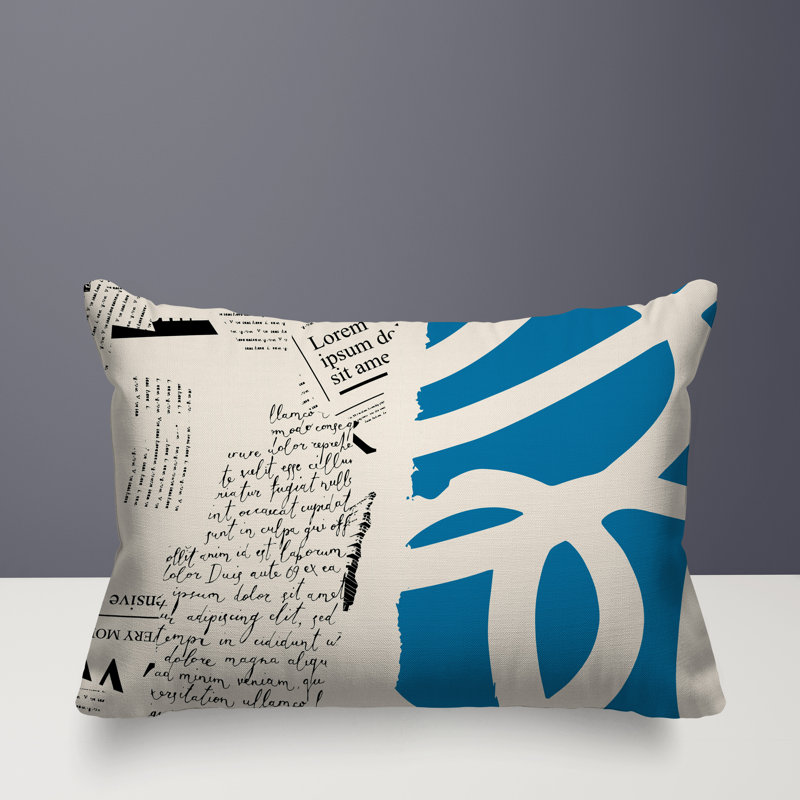 Oreiller rectangulaire réversible intérieur / extérieur Vaya, H 18 po x l 25 po, Turquoise / noir / blanc cassé