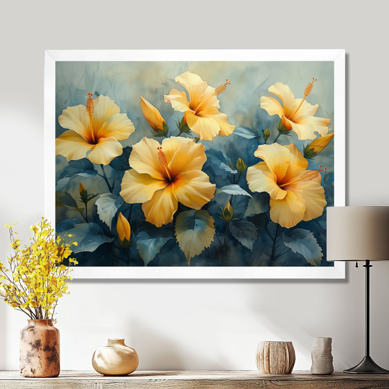 Marcel - Hibiscus, impression d'art mural, H 34 po x l 44 po x P 1,5 po, Toile encadrée blanche avec une seule photo
