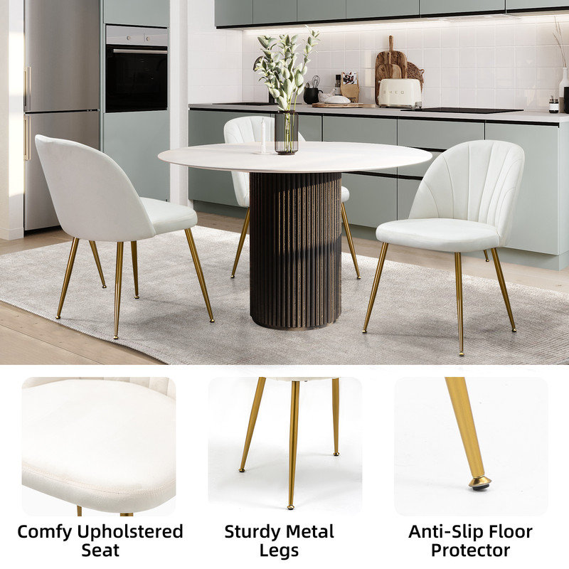 Velvet Upholstered Stacking Side Chair (Set Of 4), White