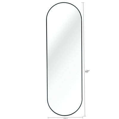 Black 63 x 20-inch pill-shaped full-length mirror or bathroom mirror