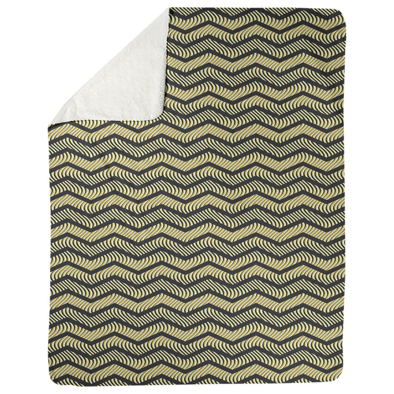 Couverture polaire à chevrons ondulés, l 30 po x L 40 po, Noir / Jaune