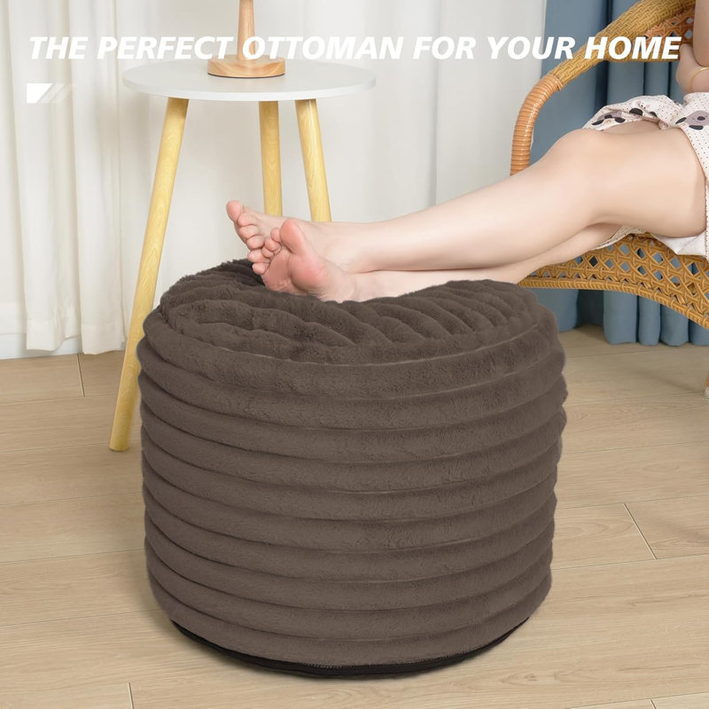 Brown Faux Fur Pouf Ottoman