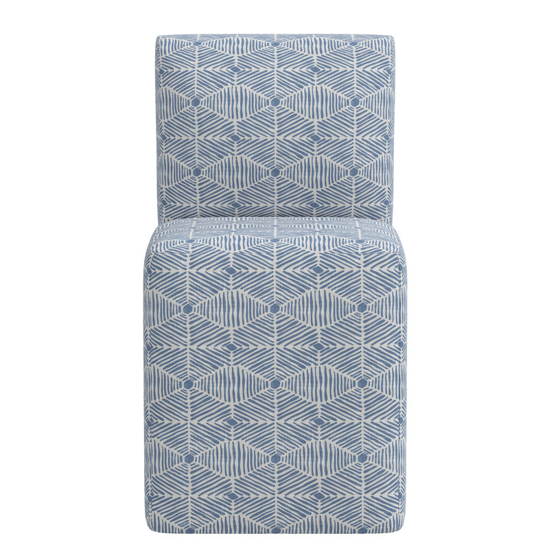 Chaise rembourrée Mendy, Bleu délavé diamant peint