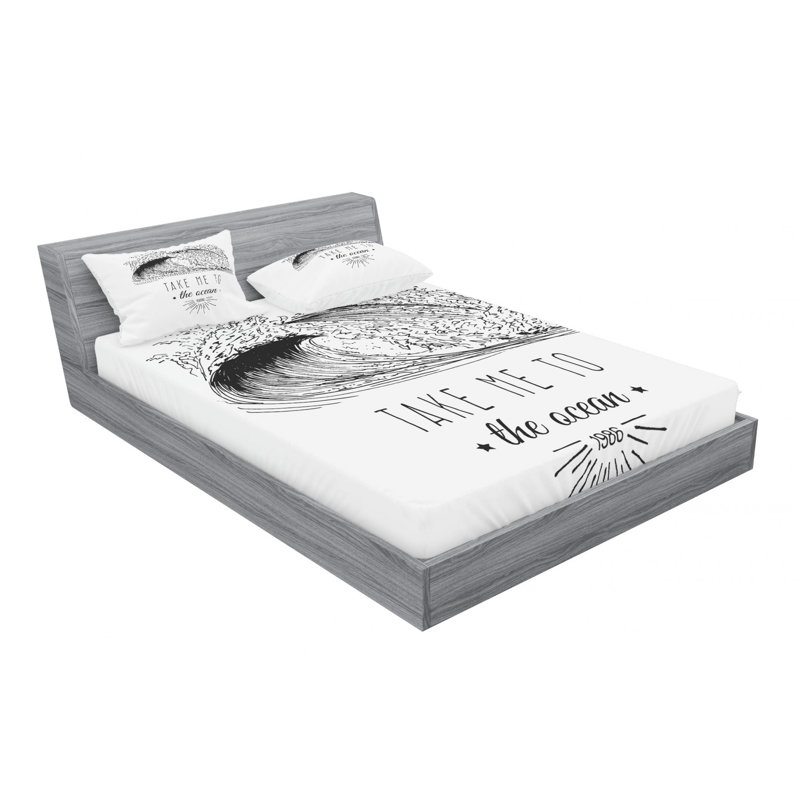Microfiber Patterned Fitted Sheet, Queen Fitted Sheet with 2 Pillowcases