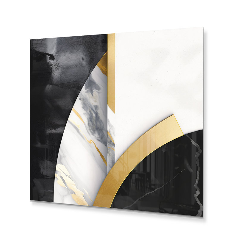 Gold and Black Marble geometric metal Wall art, 23" H x 23" W x 1" D