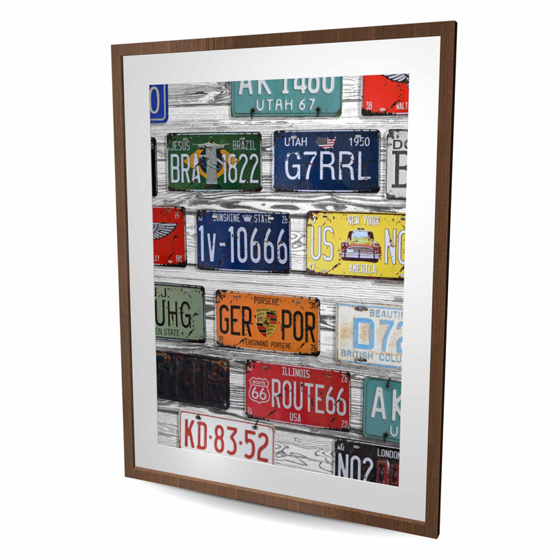 Plaques numérotées - Formes industrielles encadrées, H 48 po x l 36 po, Brun