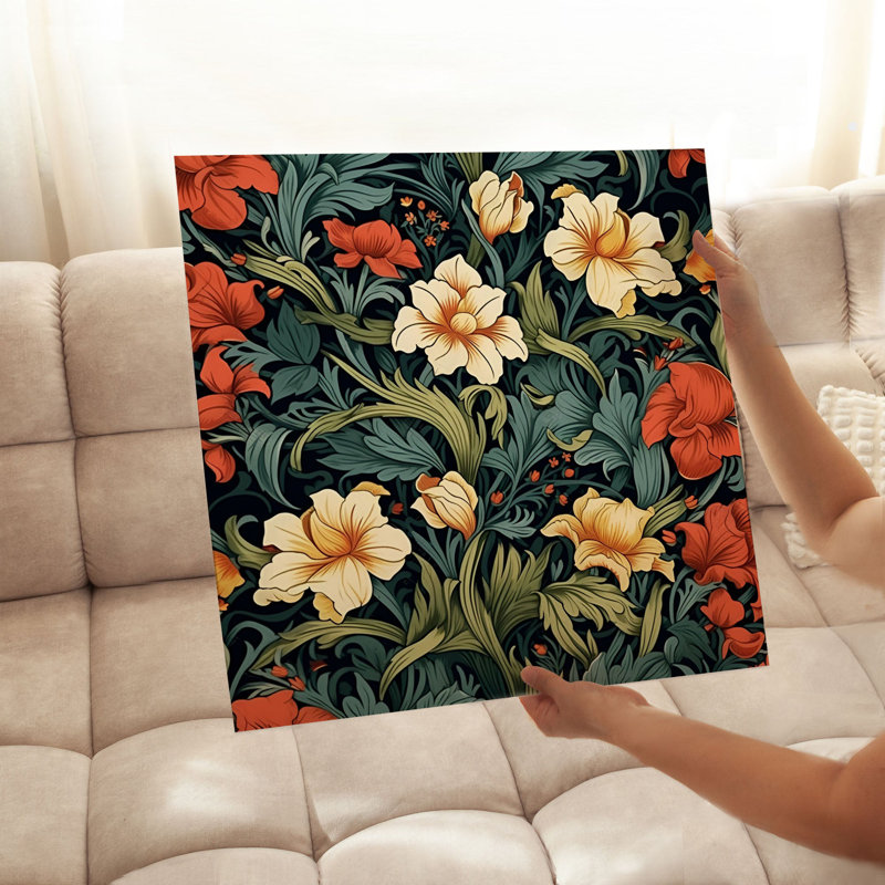 Floral, fleurs de style William Morris IV, reproduction d'art classique sans cadre, H 10 po x l 10 po