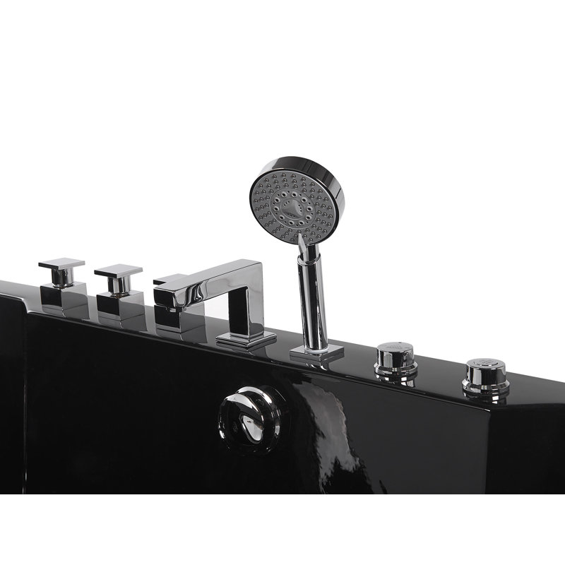 Beier x 80mm Acrylic Bathtub with Tap, 58cm H x 80cm W x 180cm L, Black