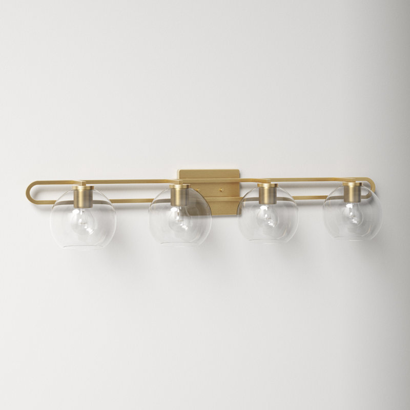 Eveline 4 Light Transparent Dimmable Vanity Light, Satin Brass