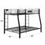 Lit superposé noir sablé, taille double / grand, structure en métal, poids de 121 lb, barrière de sécurité pour lit noir supplémentaire, très grand / grand, hauteur de 65 po, avec foyer et côté