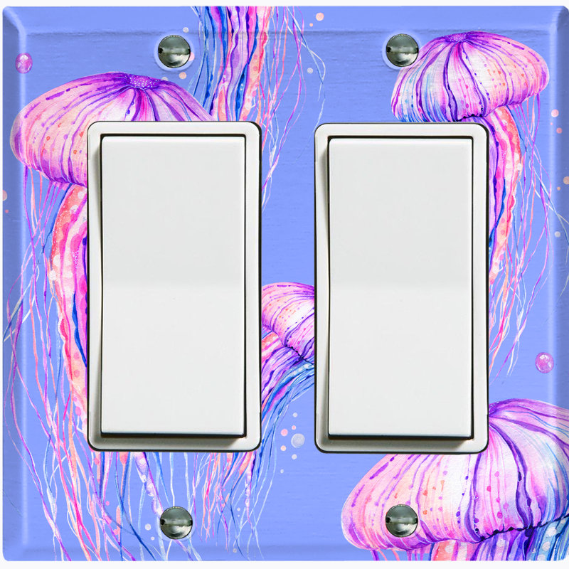 Jelly Fish Pink Party Lavender Nautical & Beach 2 - Gang Rocker Standard Wall Plate