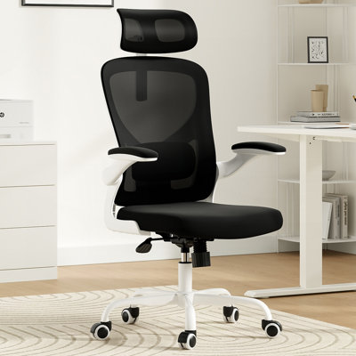 Chaise de bureau ergonomique, chaise de bureau avec appui-tête, chaise d'ordinateur à haut dossier avec accoudoirs et support lombaire réglable pour la salle d'étude de bureau à domicile