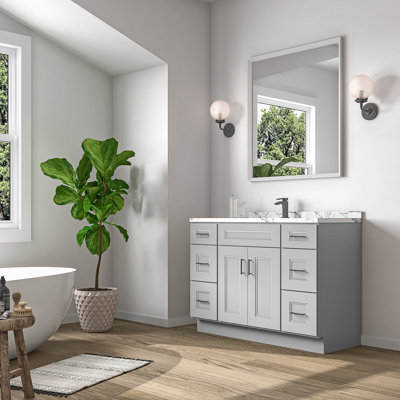 Meuble-lavabo de salle de bain en bois massif prêt à assembler en bois massif de 48 po prêt à assembler - comptoir non inclus
