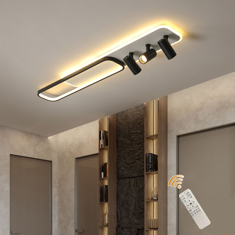 Herrick 5 - Light 43.3" Dimmable Metal Rectangle LED Flush Mount with Remote, 5 Lights