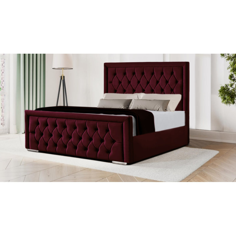 Brentley Upholstered Bed, Burgundy, Super King (180 x 200 cm)