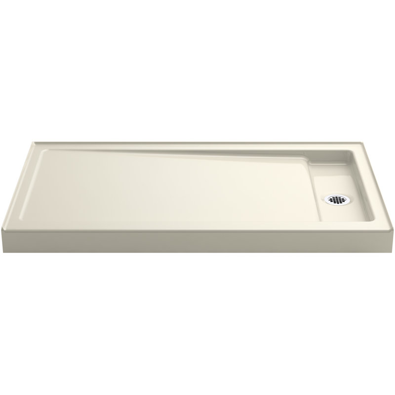 Bellwether 60" x 34" Single-Threshold Shower Base, Almond, Left Offset