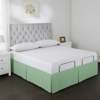 Detachable Wrap Around Polyester Ticking Stripe Tailored Bed Skirt Upto 50" Drop Length