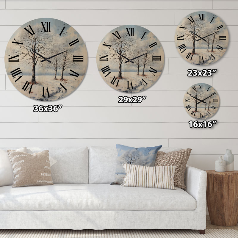 Horloge murale en bois Forest Winters Embrace Landscape I - Paysages, Grand
