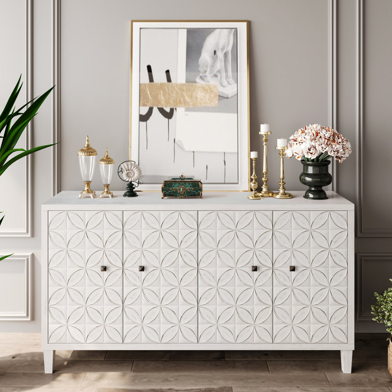 Wooden 4-Door Sideboard with metal handles and sturdy legs