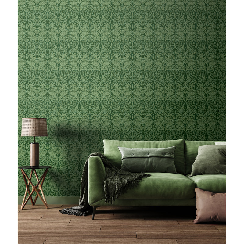 Padstow 10m x 50cm Matte Wallpaper Roll, Forest Green