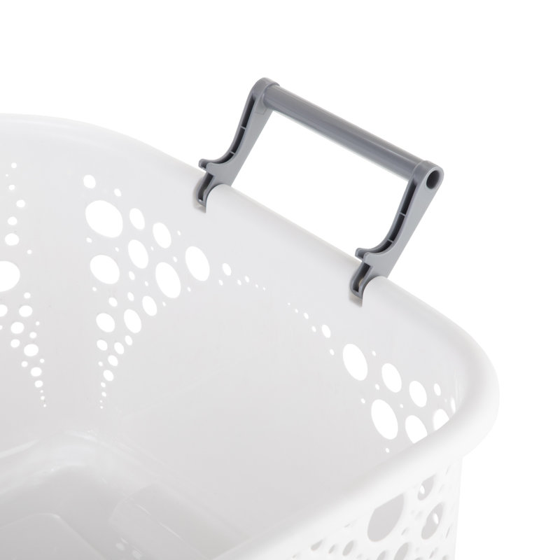 Plastic Laundry Basket with Handles, White