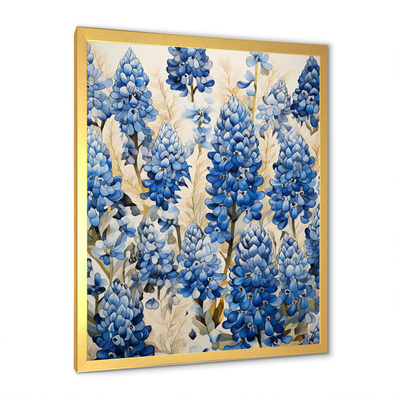 «Elegant Blue Bonnets Meadow I», reproduction d'art sur toile, Or, H 44 po x l 34 po x P 1,5 po
