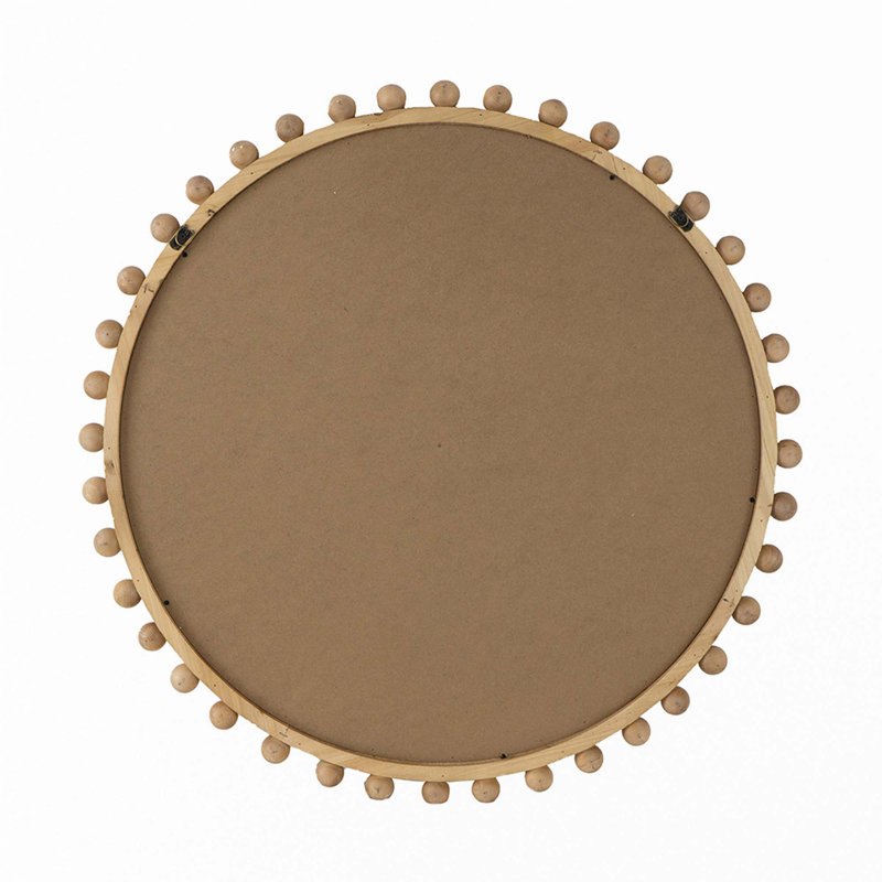 34"Wood Round Mirror,Circle Wall Mirror