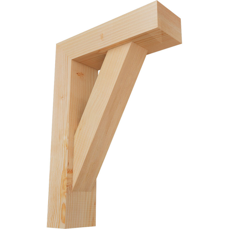 5 1/2"W x 18"D x 26"H Traditional Block Smooth Bracket w/ Offset Brace, Douglas Fir, 26 x 18, 5 1/2"W Douglas Fir (Smooth)