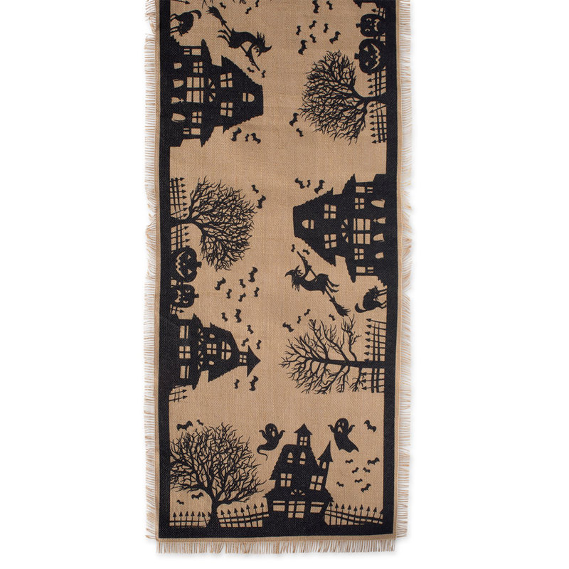 Usher Haunted House Burlap Table Runner