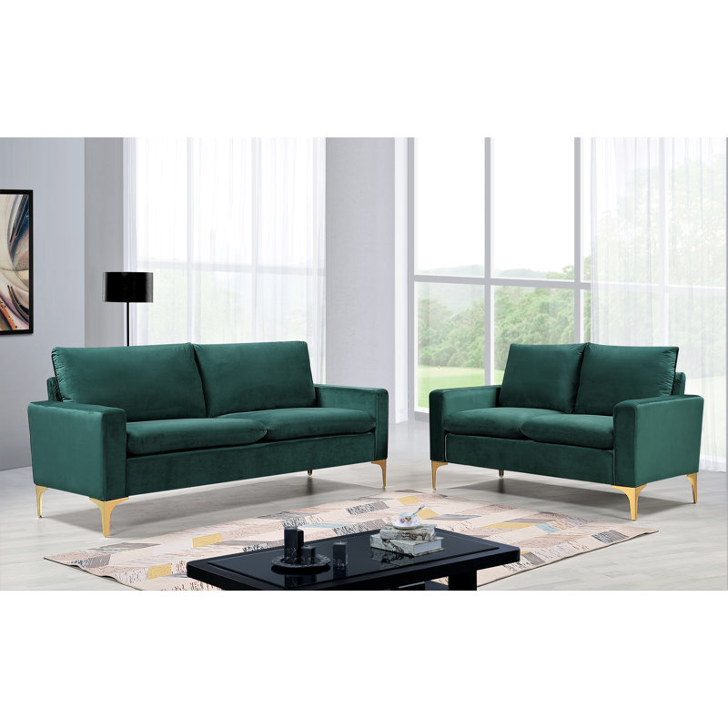 Dellwood 2 - Piece Velvet Living Room Set, Green