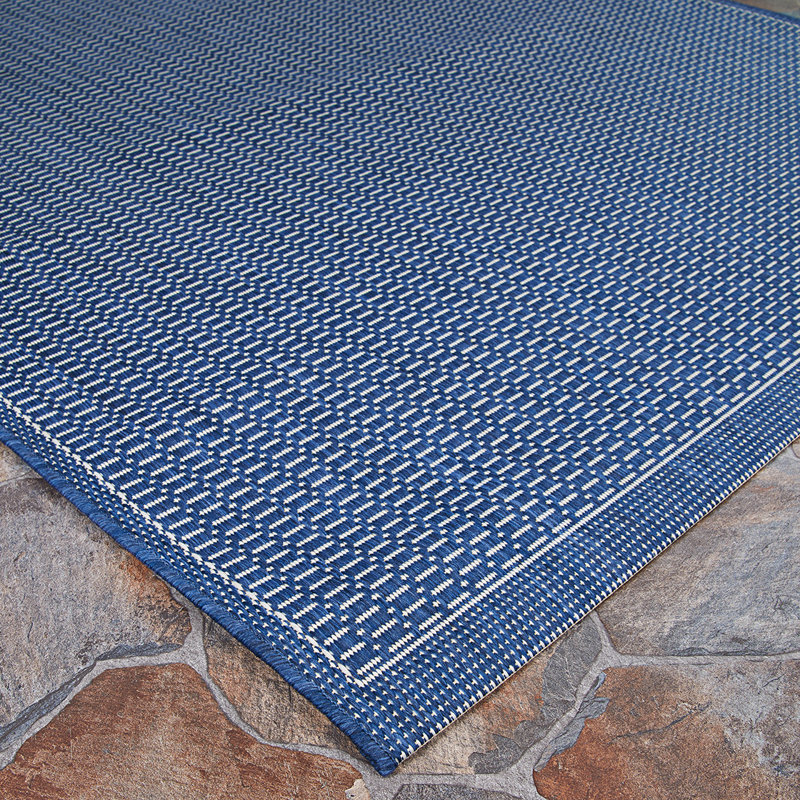 Haleemah Flatweave Ivory Indigo Blue Indoor Outdoor Area Rug, Rectangle 2' x 3'7"