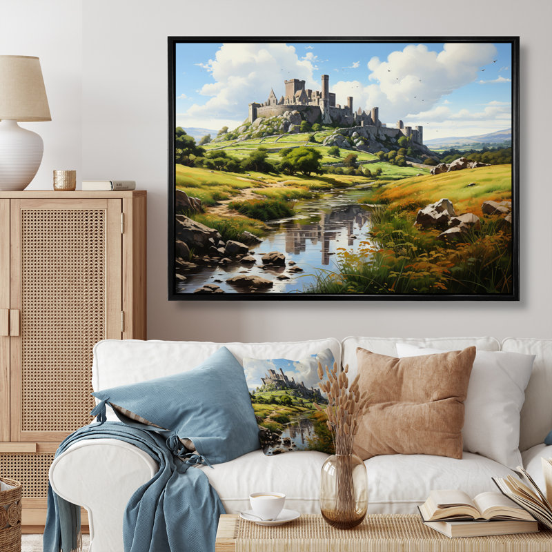 " Ireland Rock Of Castel ", Black Floater Framed, 16" H x 32" W x 1" D