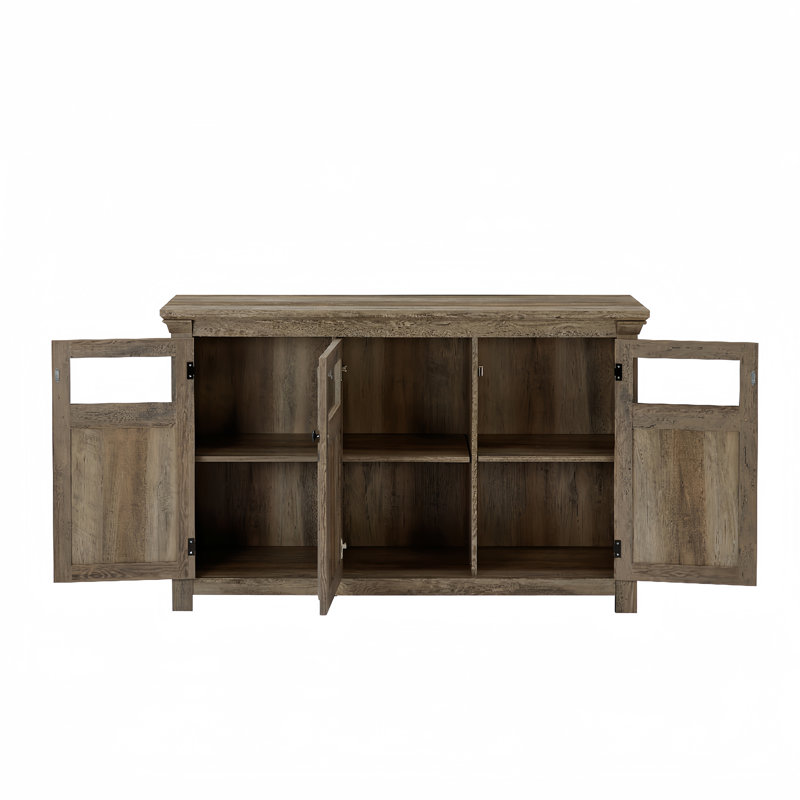 Meuble télé avec armoires de rangement Farmhouse, Gris délavé