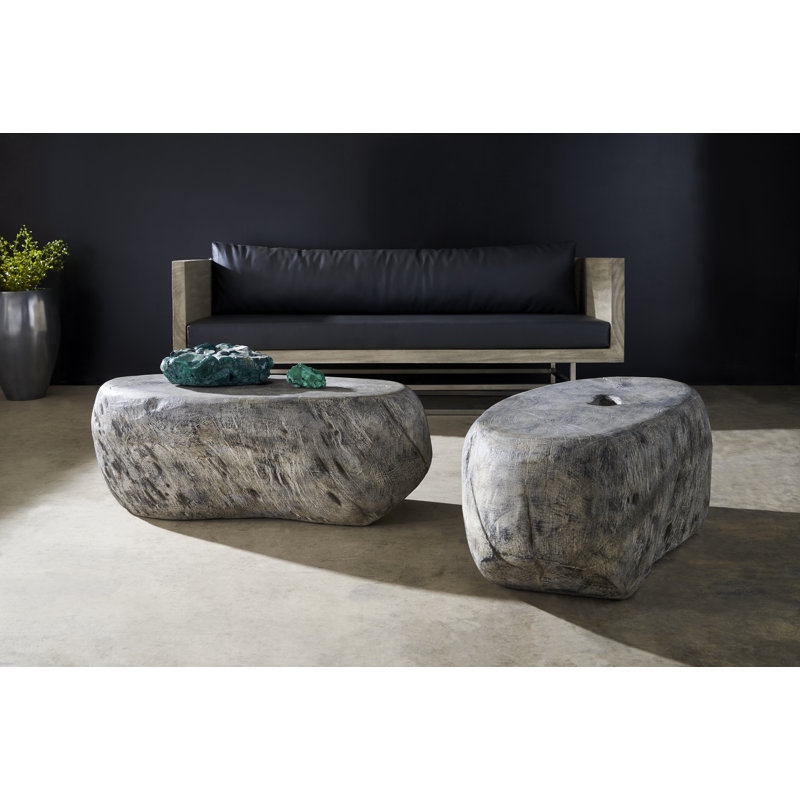 Gray Resin Oval Transitional Coffee Table