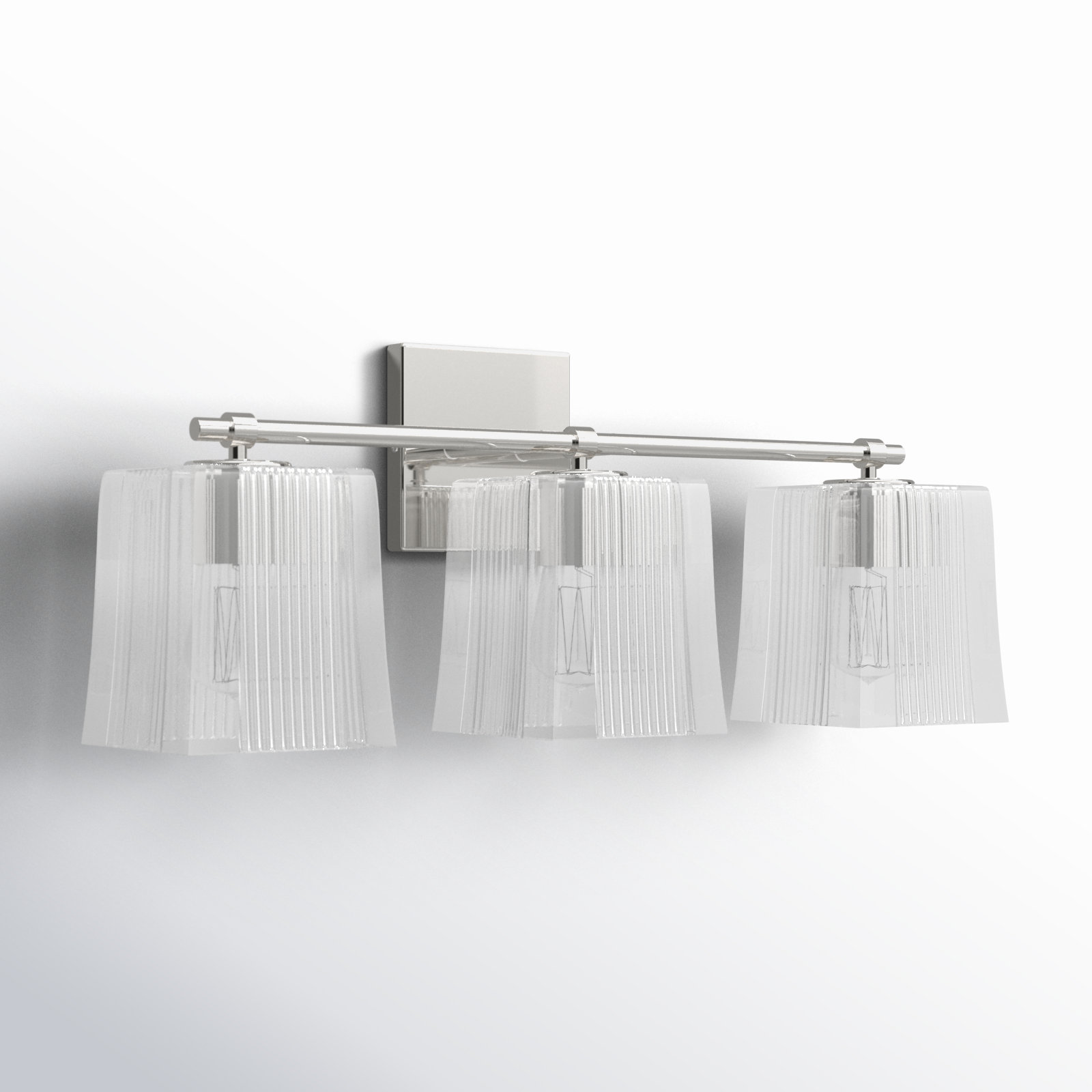 Kayda 3 Light Ribbed Dimmable Vanity Light, Polished Nickel