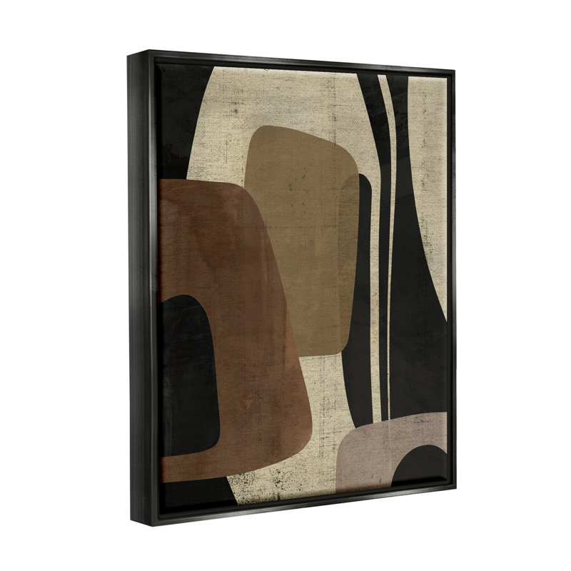 «Ba-260-Floater Brown Retro Abstraction», reproduction encadrée sur toile par Victoria Barnes, H 21 po x l 17 po x P 1,7 po