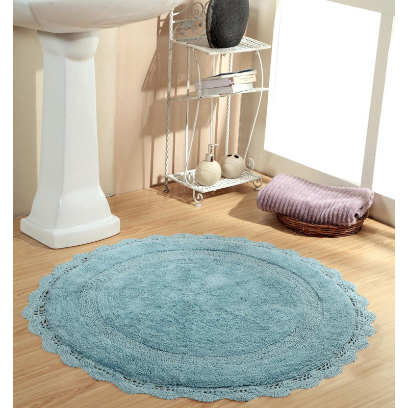 Tapis pour salle de bain Wingert, l 40 po x L 40 po, Bleu aqua