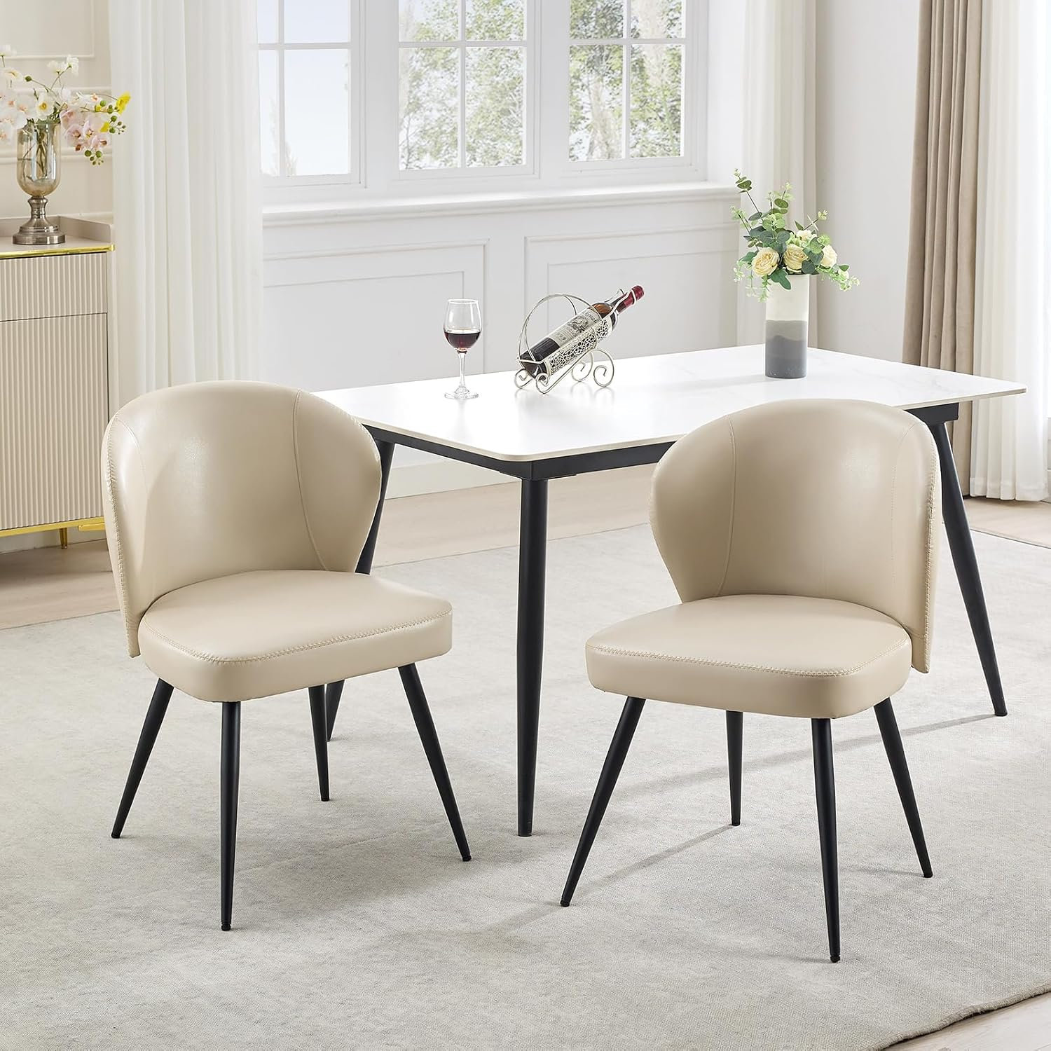 George Oliver Upholstered Dining Chairs Set Of 2, Modern Leather ...