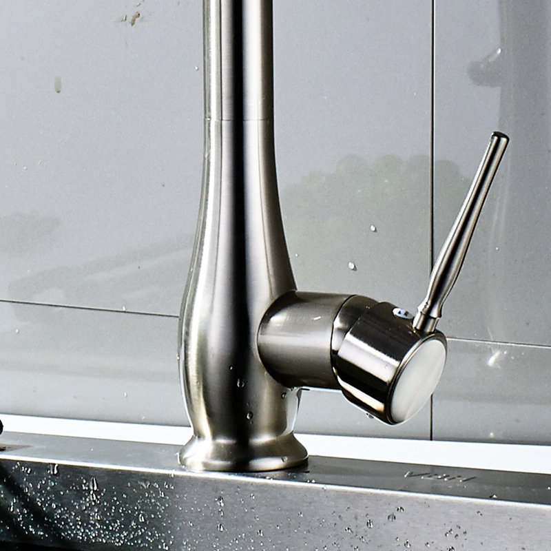 Brushed Nickel Kitchen Sink Faucet For Commercial - Pull Down , Compact Design Style Nickel, Ceramic Component, Stable Function