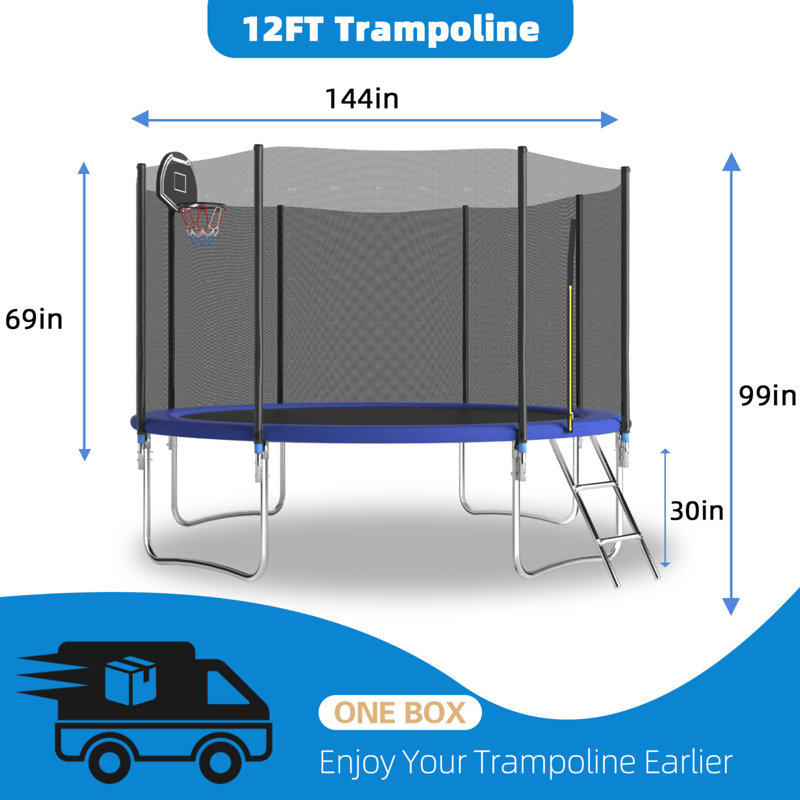 Round Backyard Trampoline with Safety Enclosure