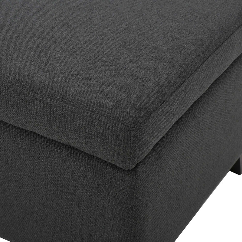 Faux Leather Upholstered Storage Bench, Dark Gray