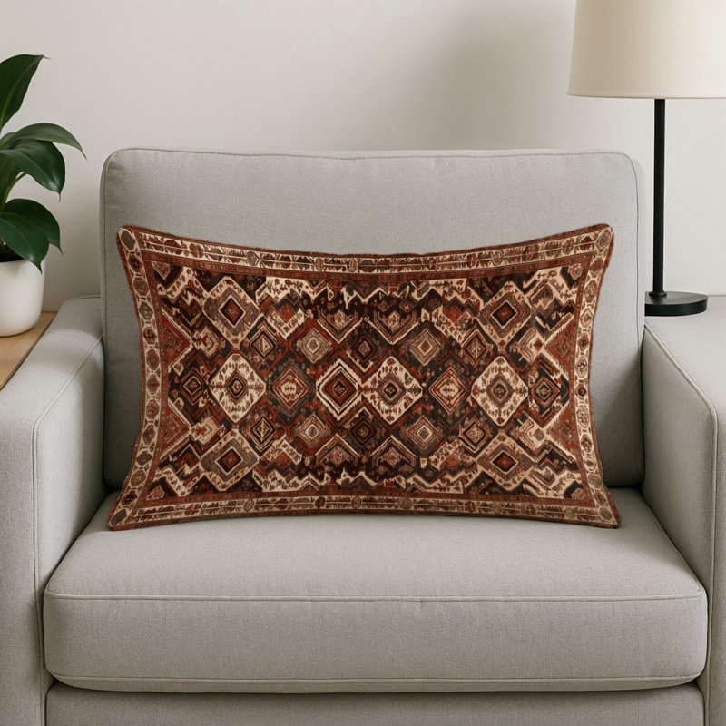 Coussin décoratif intérieur et extérieur Tabriz, Rectangle H 25 po x l 18 po, Brun oriental 250